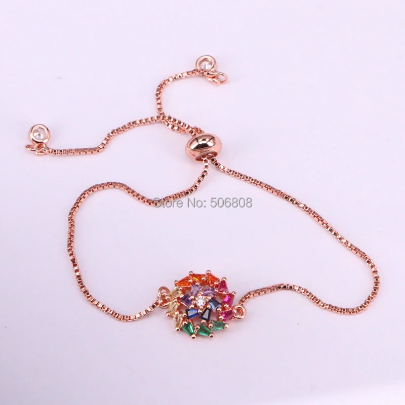 Браслеты с кристаллами циркония радуги 6 шт. Круглый браслет коннектором для