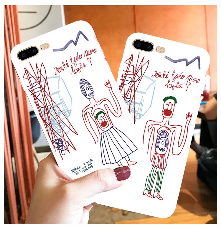 

Korea Simple lines Graffiti Phone Case For iphone XR X 6S 6 7 8 Plus cover For iphone XS Max Cases soft Back Fundas Coque Fundas