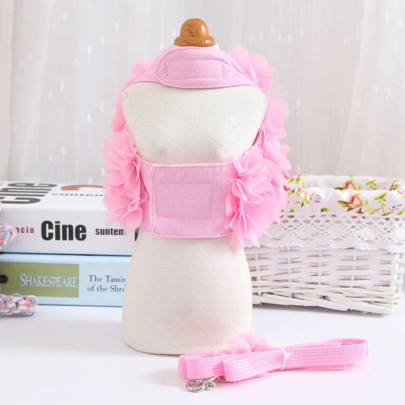 Мило собака поводок Розовый 3d Цветы Декор Собака Ведущий Поводок на лето и весну