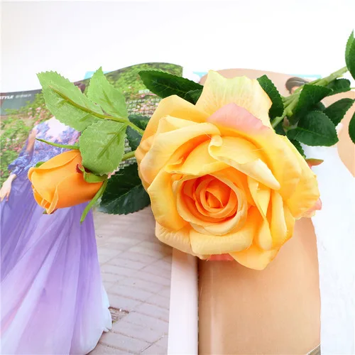 Настоящее прикосновение Роза Рождественские украшения для дома Шелковый