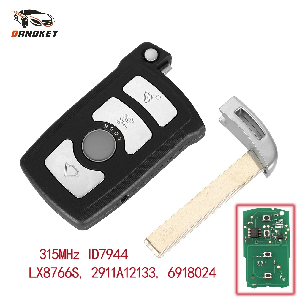 Dandkey 4 кнопки для BMW 7 серии E65 E66 E38 E39 CAS1 System LX8766S 2911A12133 6918024 315MH ID7944 чип дистанционный
