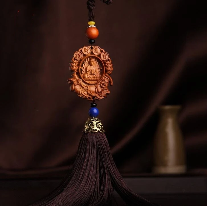Китайский персиковый деревянный резной Yuan Bao Guan Yin Kwan yin Bodhisattva Maitreya статуя Будды
