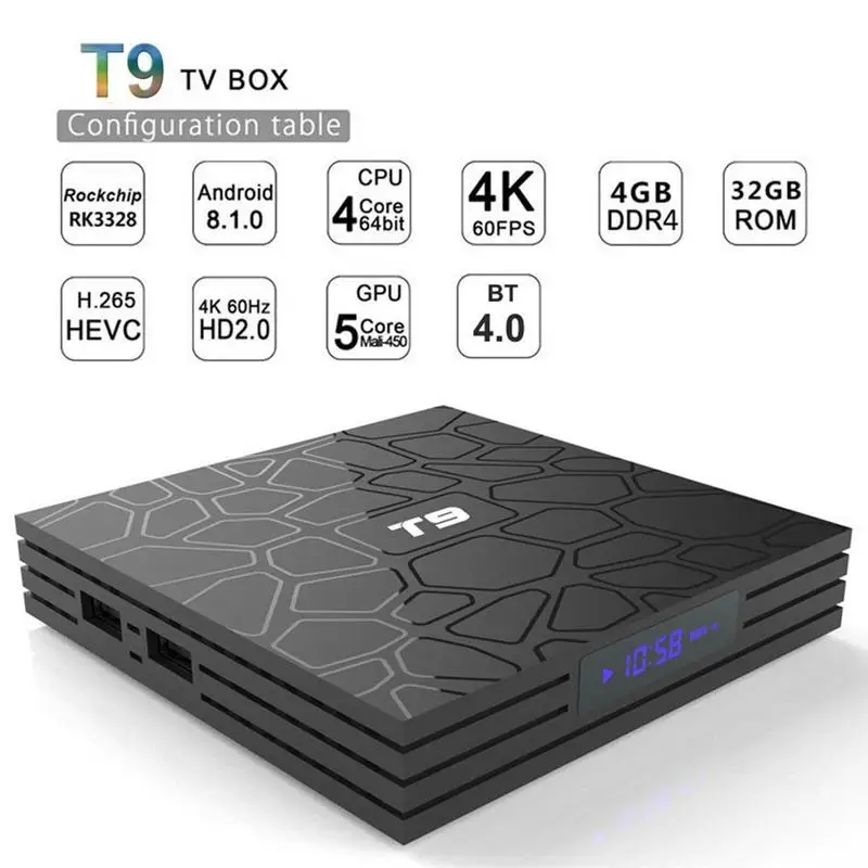 T9 HD Network Set-top Box RK3328 Bluetooth 4G Memory 32G Android 8.1 USB3.0 | Электроника