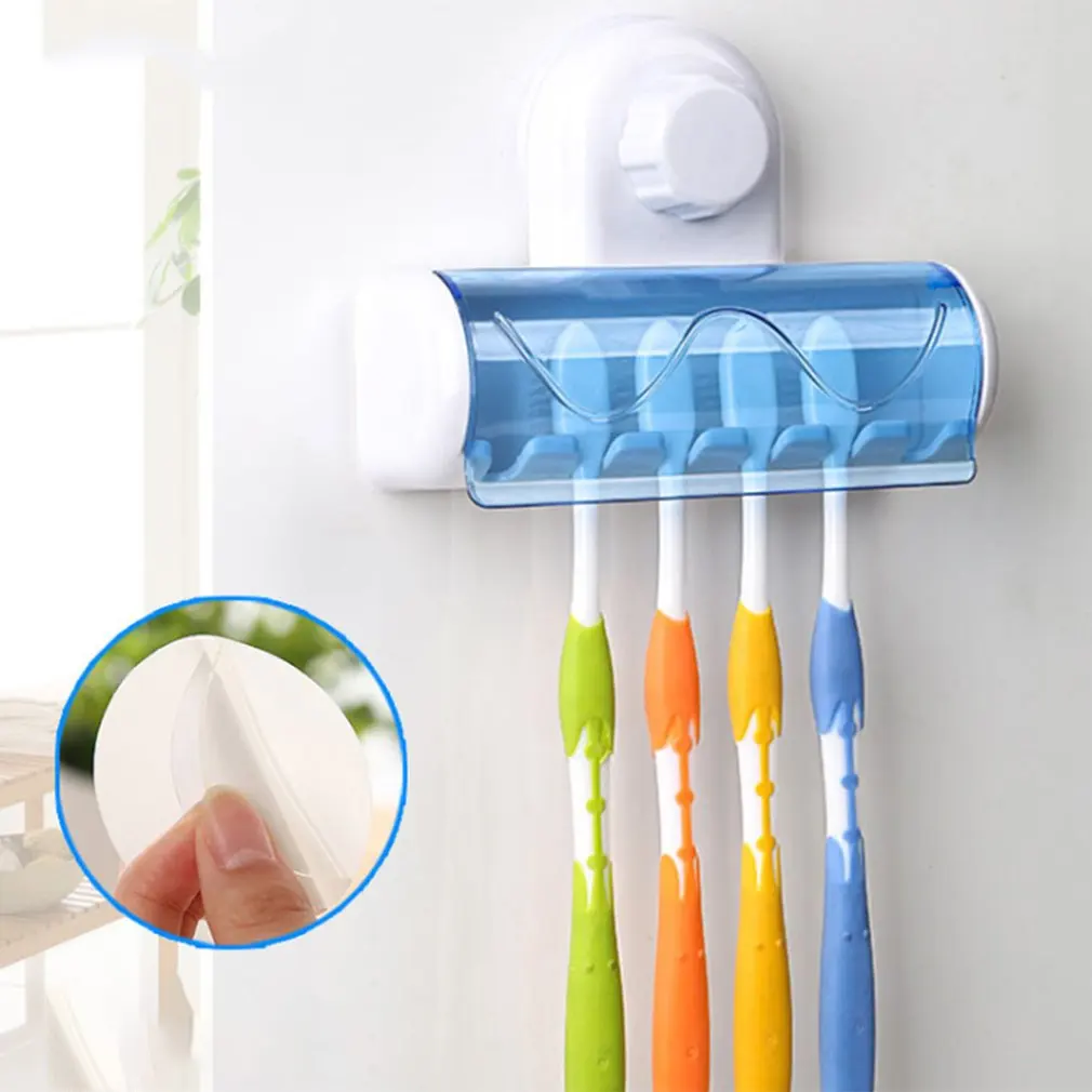 

Creative 6 Hooks Bathroom Toothbrush Rack Stand Hooks Suction Cup Wall Mount Toothbrush Holders Dust Cover