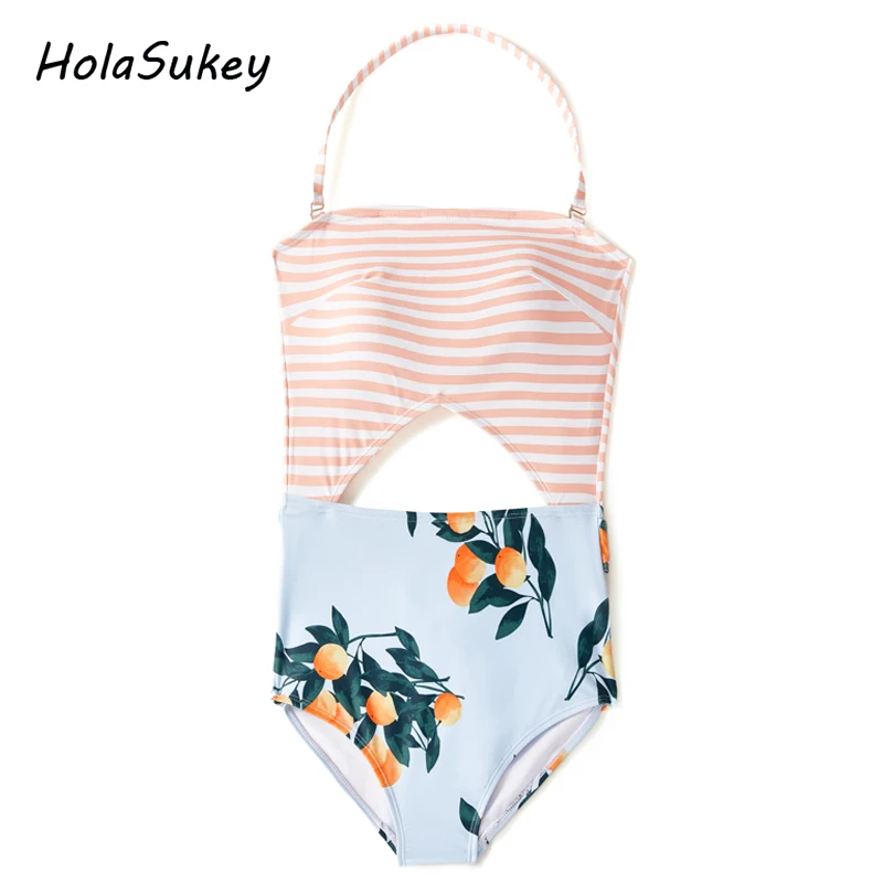 HolaSukey 2019 сексуальный цельный купальник монокини новый принт полосатые бикини