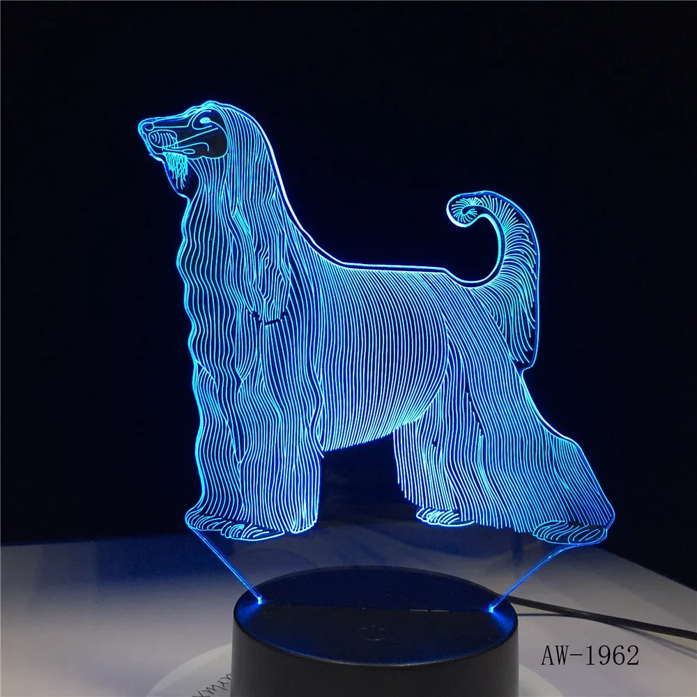 Afghan Hound самая красивая собака 3D светодиодная лампа 7 видов цветов USB сенсорные