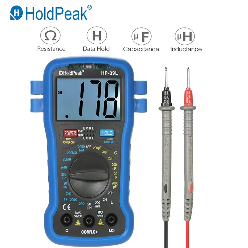 HoldPeak Мини Ручной цифровой мультиметр HP 39L Измеритель сопротивления емкости