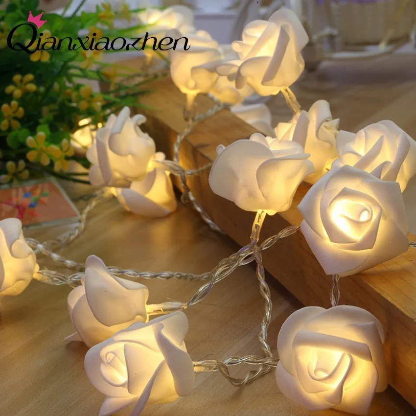 

Qianxiaozhen Romantic Rose Decorative LED Lights Small String Lights Wedding Party Decoration For Home Birthday Kids
