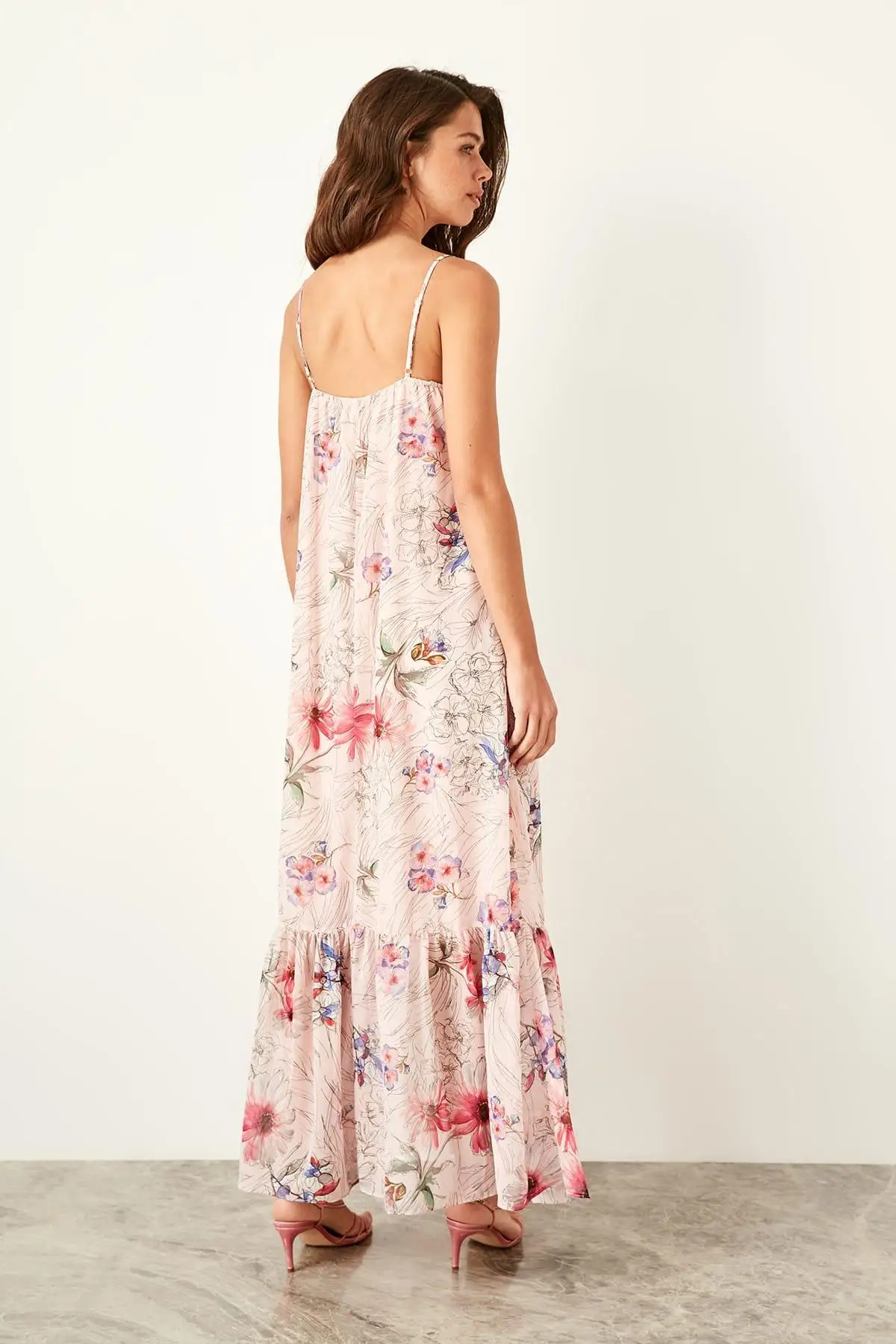 Trendyol Сиреневое платье с цветочным рисунком TWOSS19XM0115|Женские платья| |