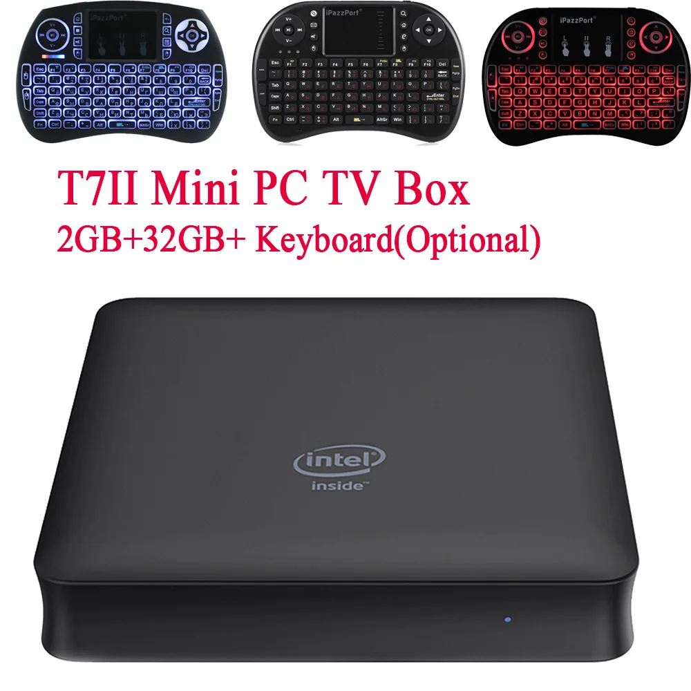 T7II мини ПК Intel Atom X5 Z8350/Intel HD Graphics 400 2 Гб DDR3 32 ROM Smart Android TV Box 1000 Мбит/с 4K 0