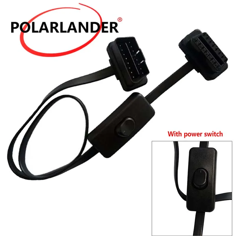 Оптовая продажа черный 16 Pin плоский тонкий OBD2 адаптер расширение elm327 папа к