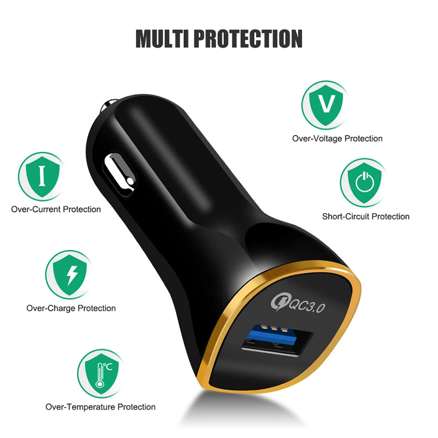 QC 3 0 Автомобильное зарядное устройство USB быстрая зарядка быстрое автомобильное