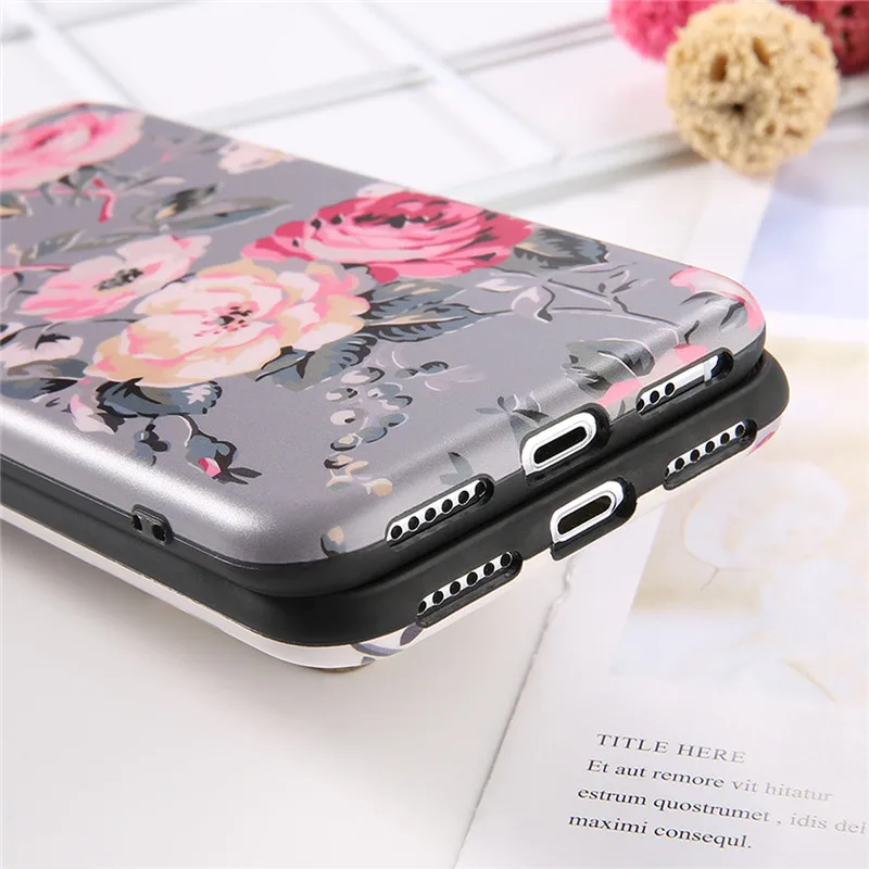 Чехол USLION для iPhone 6 6s 7 8 Plus мягкий ТПУ чехол с розами X XS XR Xs Max |