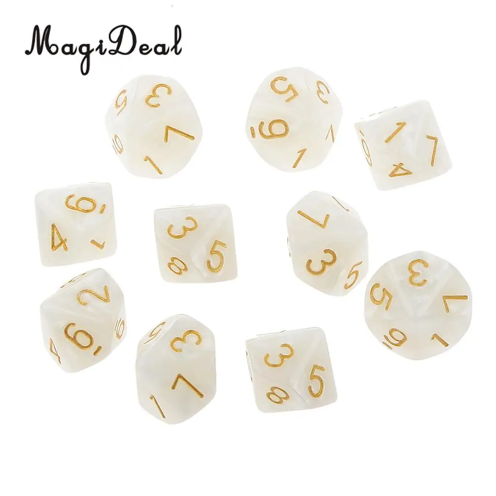 10 шт. акриловые 10-сторонние кубики MagiDeal D10 для друзей семейной вечеринки клуба