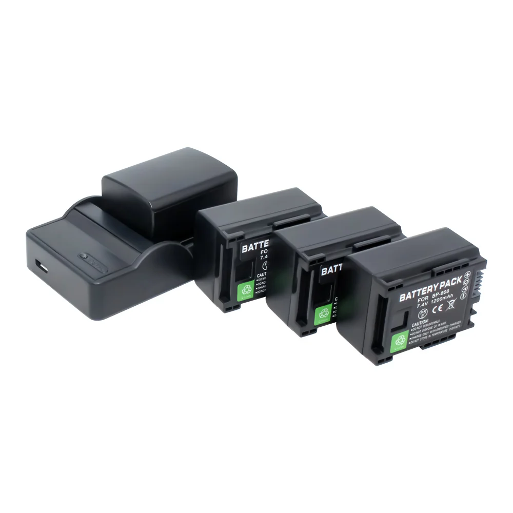 BP-808 BP-809 запасная батарея (4 комплекта) и USB зарядное устройство для Canon HFS100 HFS10 HF11 HF10