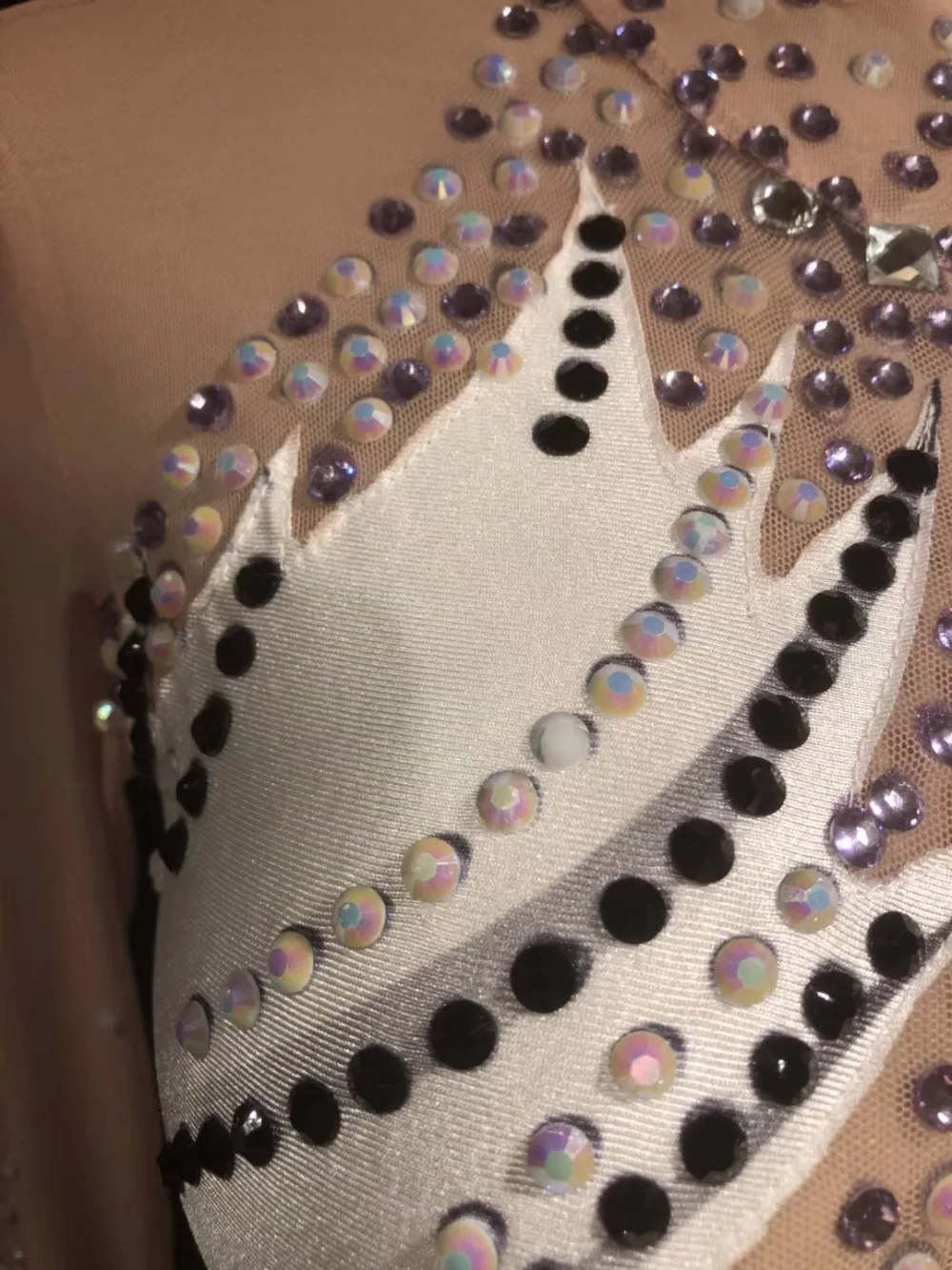 New Women Glisten Rhinestones Mesh Sexy Bodysuit Stage Costume Nightclub Outfit Women's Party Dance Bodysuit Perspective Wear