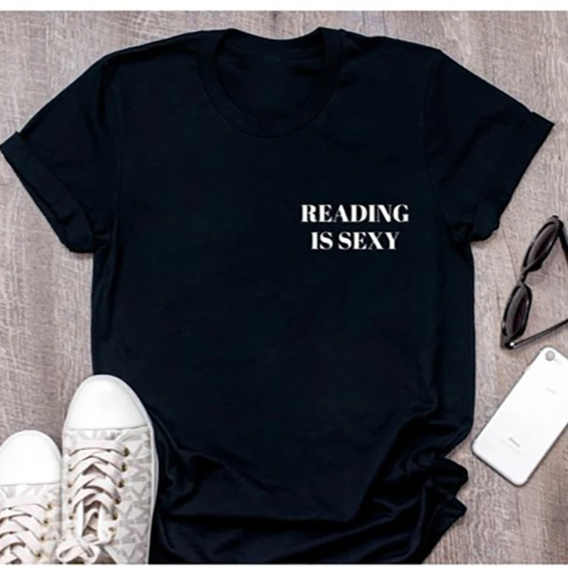 T Shirt Unisex Plus Size Women T-shirt Men Slogan Graphic Tees Shirts Tops Reading Is Sexy Funny XS-3XL | Женская одежда