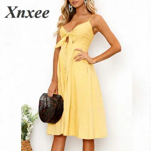 Женское Бандажное платье Xnxee винтажное белое/красное средней длины с глубоким