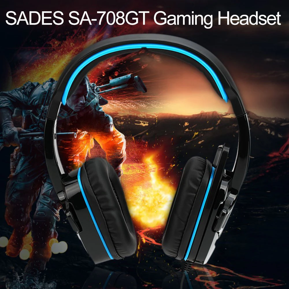 SADES SA-708 GT игровая гарнитура с микрофоном наушники для геймеров компьютерная