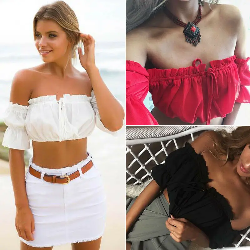 Новинка 2019 сексуальные женские модные летние однотонные топы с открытыми