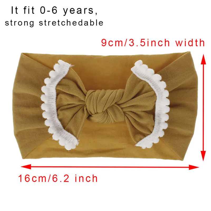 0-6Y Free Shipping Cute Baby Girl Kid Big Bow Hairband Solid Cotton Stretch Turban Knot Head Wrap Headwear Girls Tassel Headband | Детская