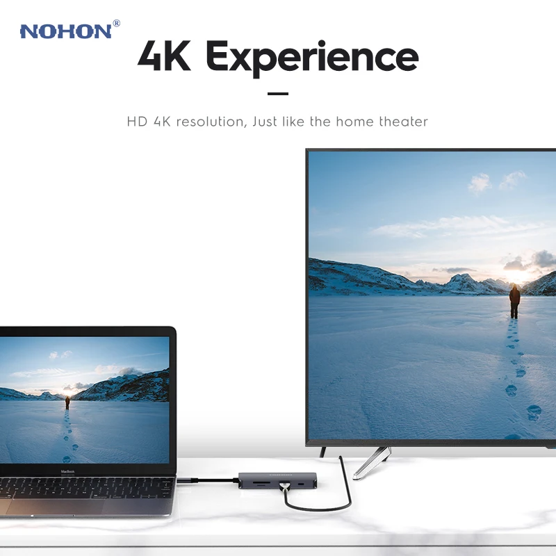 Концентратор Nohon USB C для RJ45 TF HDMI Thunderbolt 3 адаптер MacBook Samsung Galaxy S9 Huawei P20 Mate 20 Pro Type PD 0
