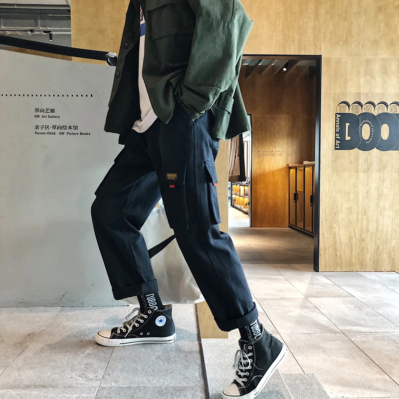

2019 Men's Leisure Cotton Casual Pants Male Trousers Active Elastic Harem Hip Hop Black/khaki Color Joggers Sweatpants S-2XL