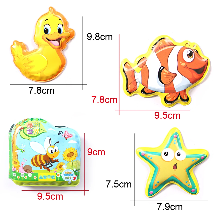 New Swimming Water Bath Book with BB Whistle Animal Bath Toys For Baby Happy Bathing Time,Early Educational English Bathroom Toy