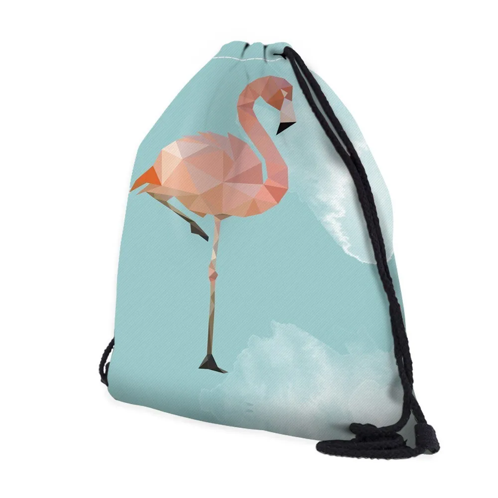 Deanfun печать Фламинго белые облака Школа Mochila Feminina прочный шнурок Сумка Рюкзаки