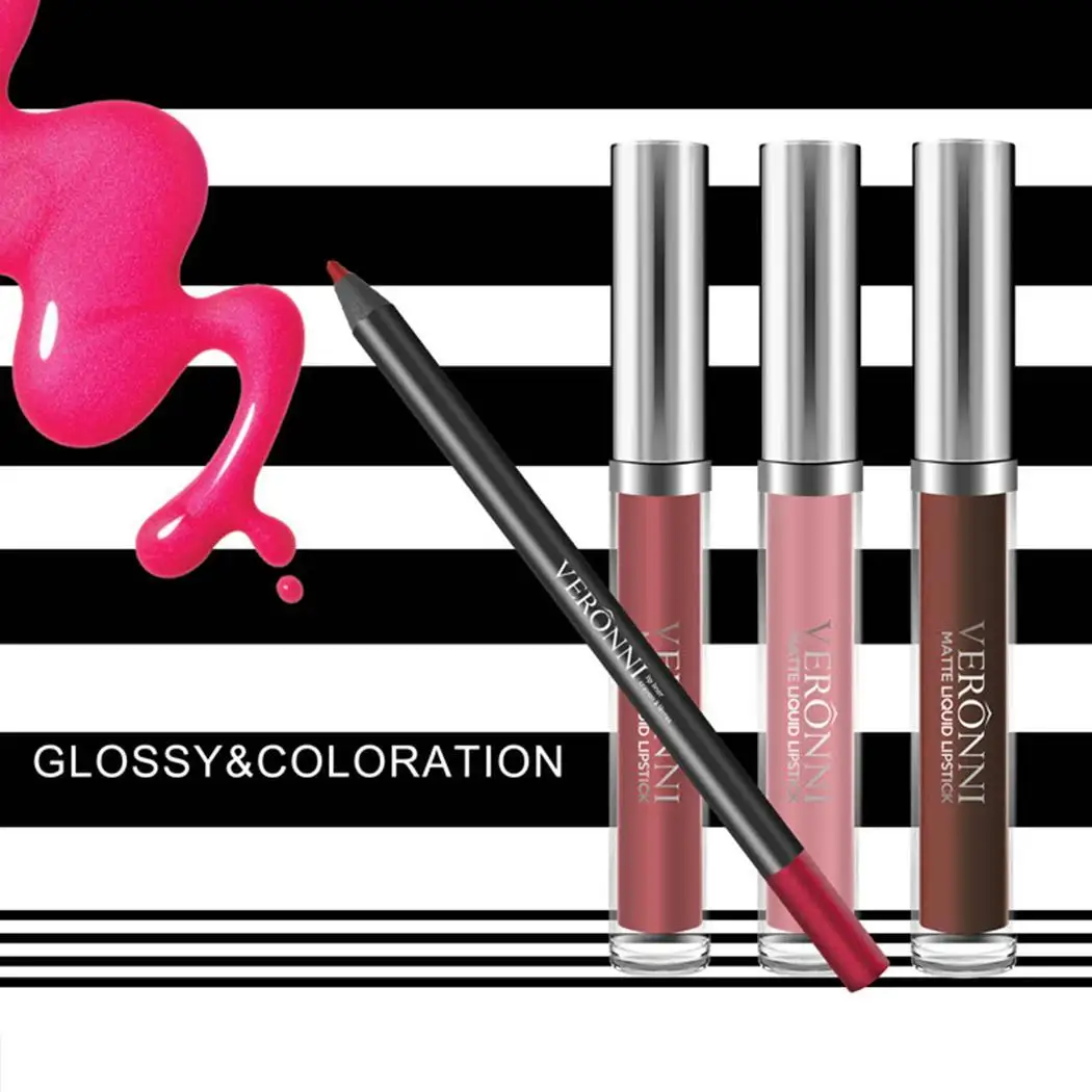 Lip Beauty Moisturizing Lasting Lipstick Glaze Casual Party Work Wedding etc Liner Set 1g 6ml |