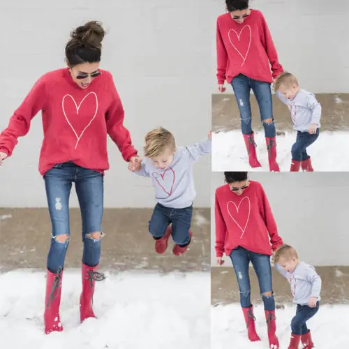 Одинаковая одежда для всей семьи Свободная Повседневная Толстовка с длинными