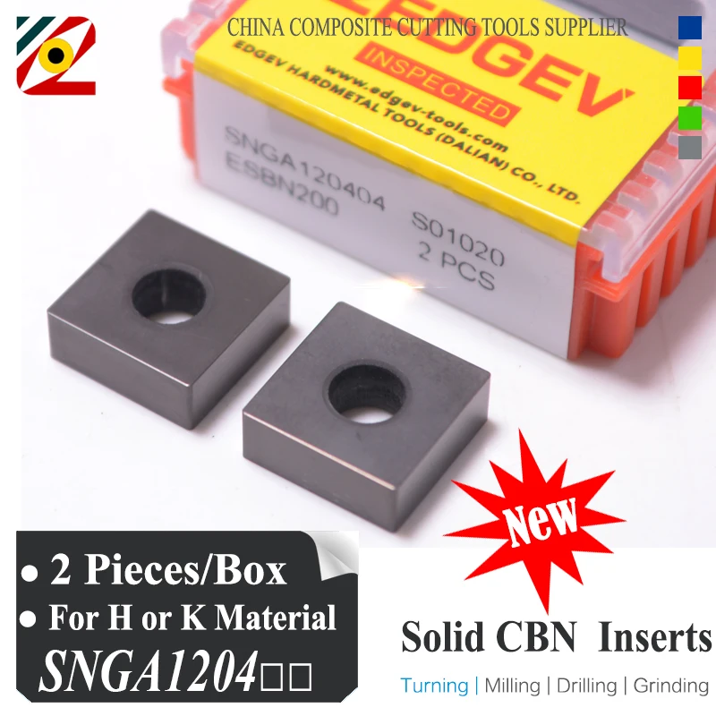 

EDGEV 2PCS Boron Nitride Solid CBN Inserts SNGA120404 SNGA120408 SNMG120404 SNMG120408 SNGA SNMG Supper Hard Tool Lathe Cutter