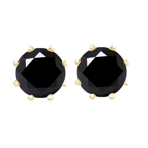 2/5 Ct Black Diamond 8 зубцов 14 к желтое золото над серьги гвоздики $999|Серьги| |