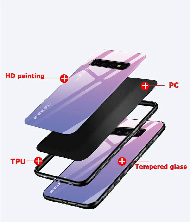 Ocolor для samsung Galaxy S10 чехол телефона закаленное Стекло градиент замена крышки плюс