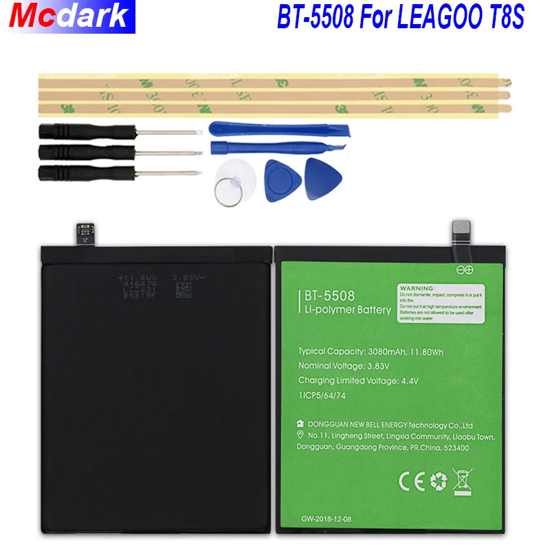 Mcdark 3080mAh BT 5508 батарея для LEAGOO T8S аккумуляторная AKKU ACCU PIL мобильный телефон с