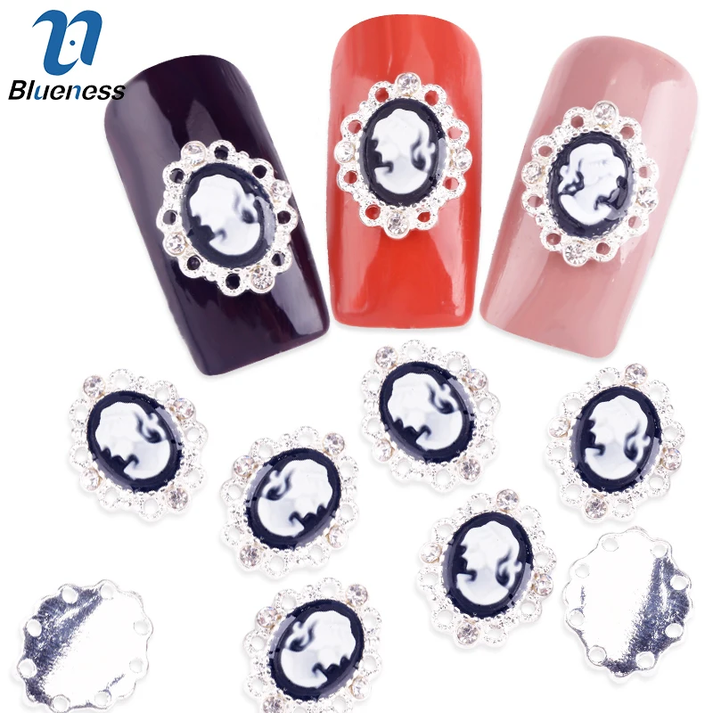 Blueness 10Pcs/Lot 3D Beauty Girl Gems Nail Art Rhinestones Charms DIY Strass Studs Silver Alloy Nails Decorations Crystals | Красота и