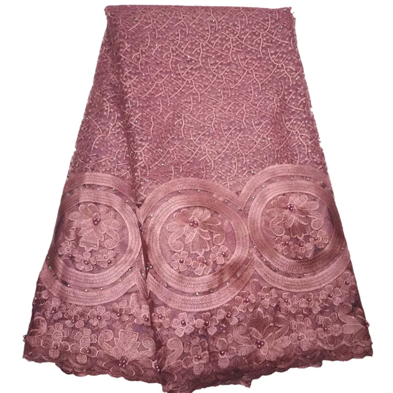 

Pure color design with stones and same color beads dress fabric GY1 Free shipping great quality French Tulle Lace Fabric