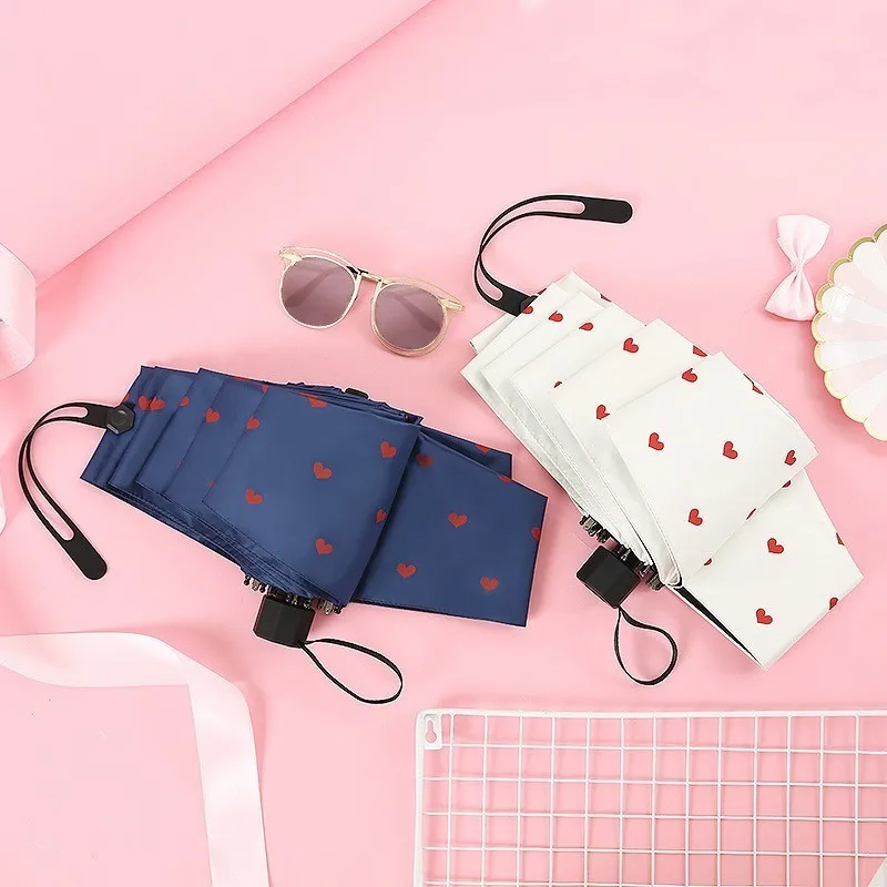 Cute Heart Folding Umbrella Rain Women Sunny Defence Ultraviolet Rays Sunshade Mini Small Parasol | Дом и сад