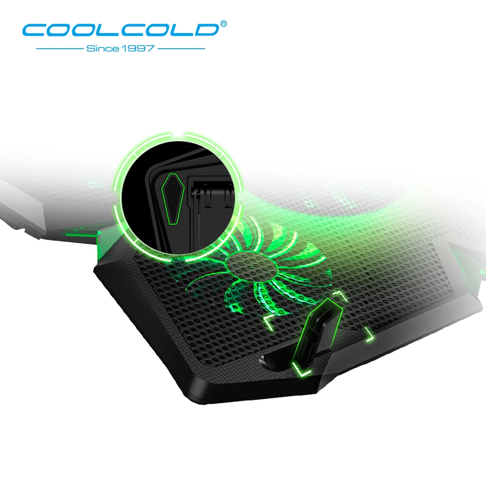 Охлаждающая подставка COOLCOLD для ноутбука бесшумная охлаждения с 5 светодиодными