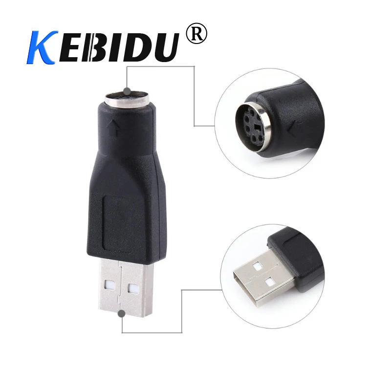 Kebidu 5 шт./лот USB к интерфейсу PS2 Переходник штекер-гнездо PS / 2 адаптер переключатель