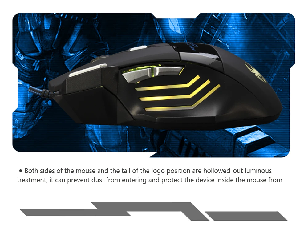 Игровая мышь ZELOTES T 80 7200 DPI подсветка многоцветная светодиодсветодиодный