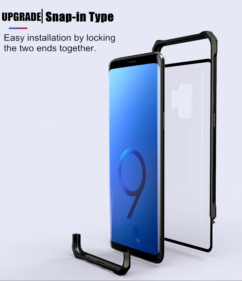 Для samsung S9 S8 Plus Note9 бампер Note 9 8 алюминиевая металлическая рамка с прозрачным