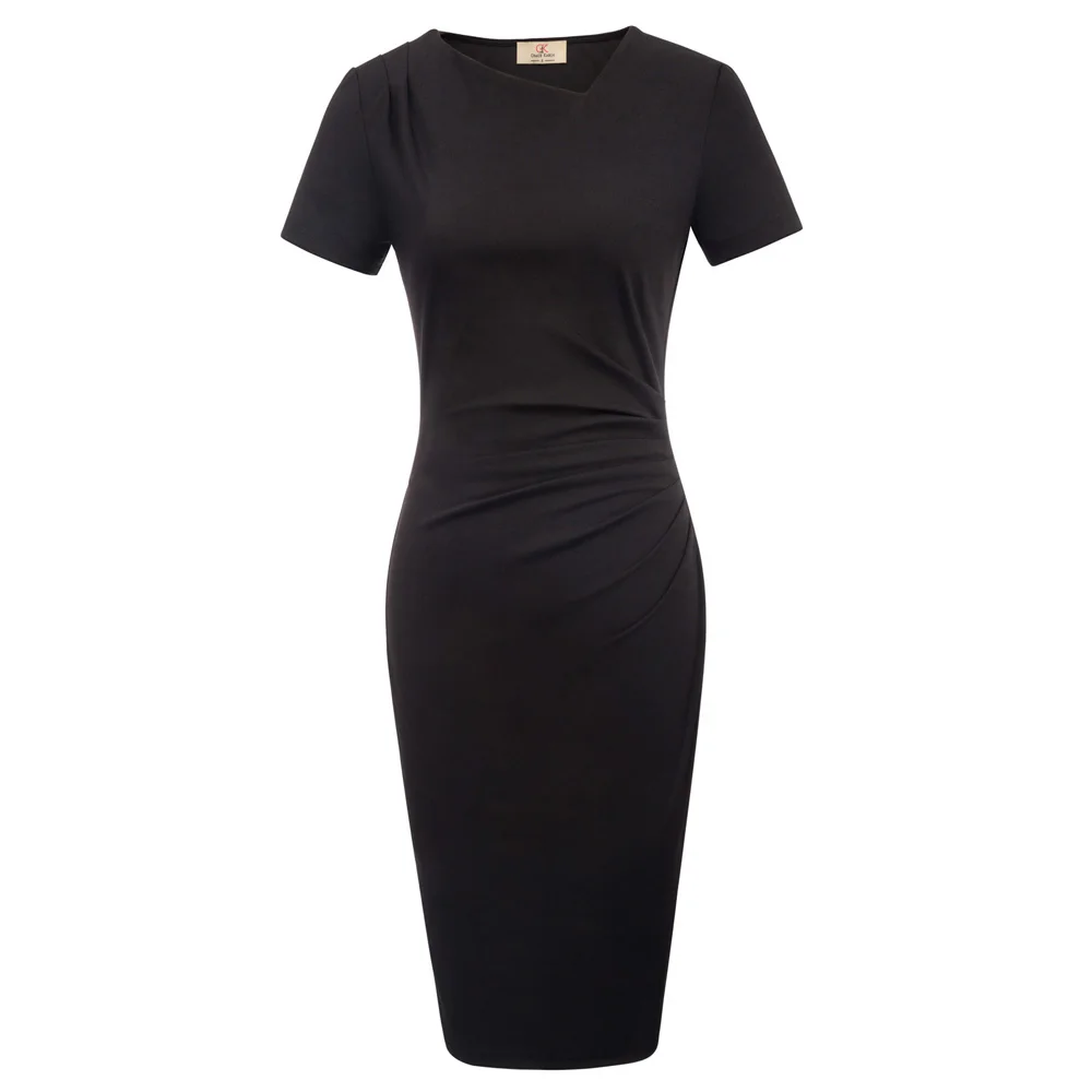 Женское облегающее платье карандаш Gk с асимметричным вырезом и бедра летние