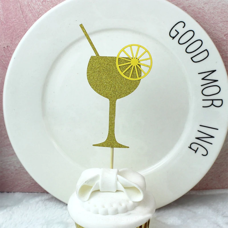5 шт./компл. Золотой Серебряный торт Топпер лимонный напиток чашка в форме