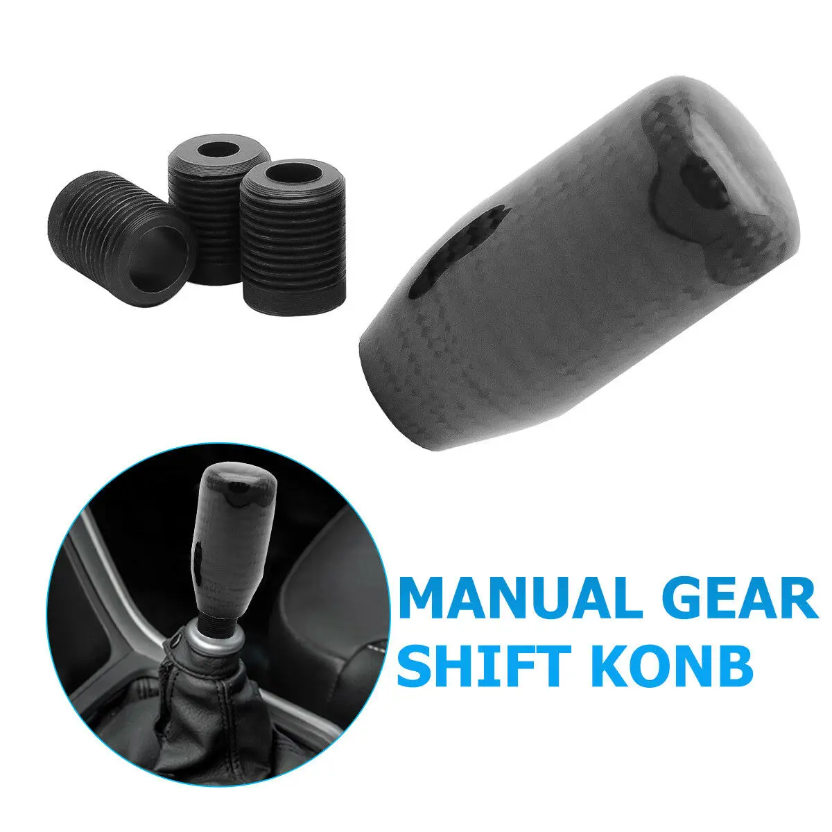 

Black Carbon Fiber Ball Gear Shift Shifter Knob For Manual Transmission Stick