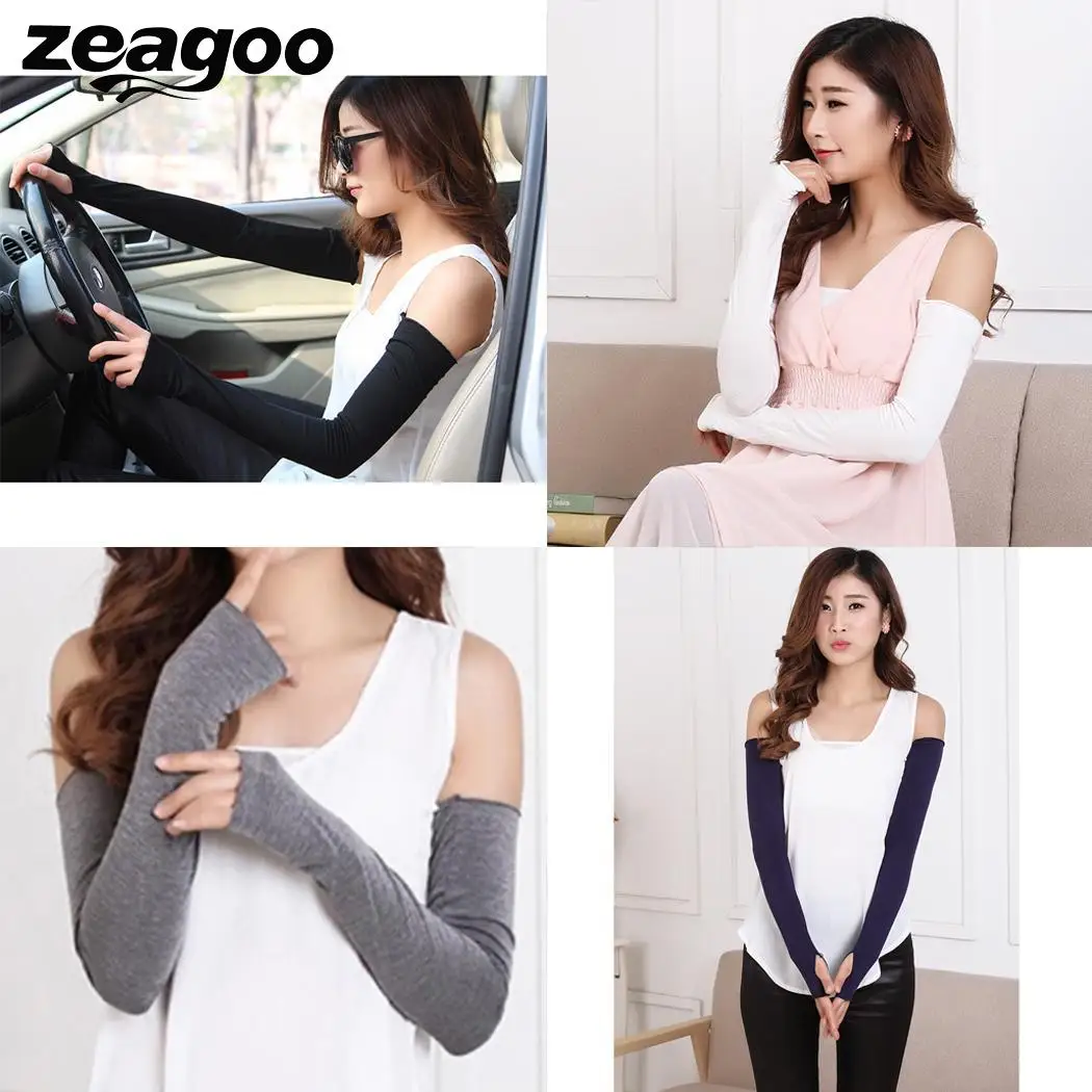 Women Outdoor Riding Arm Warmers No Fingers Mountaineering Sleeves Sunscreen Long Gloves | Аксессуары для одежды