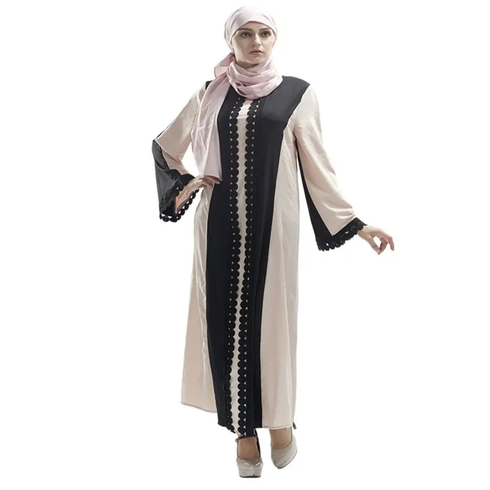 MISSKY мусульманское Открытое платье Abaya кружевной кардиган длинный халат кимоно