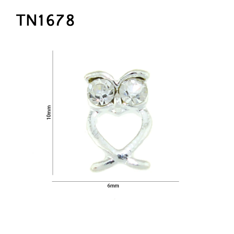 Blueness 10Pcs/Lot 3D Silver Alloy Hollow Owl Design Nail Art Crystal Rhinestones Decorations For Charms DIY Manicure TN1687 | Красота и