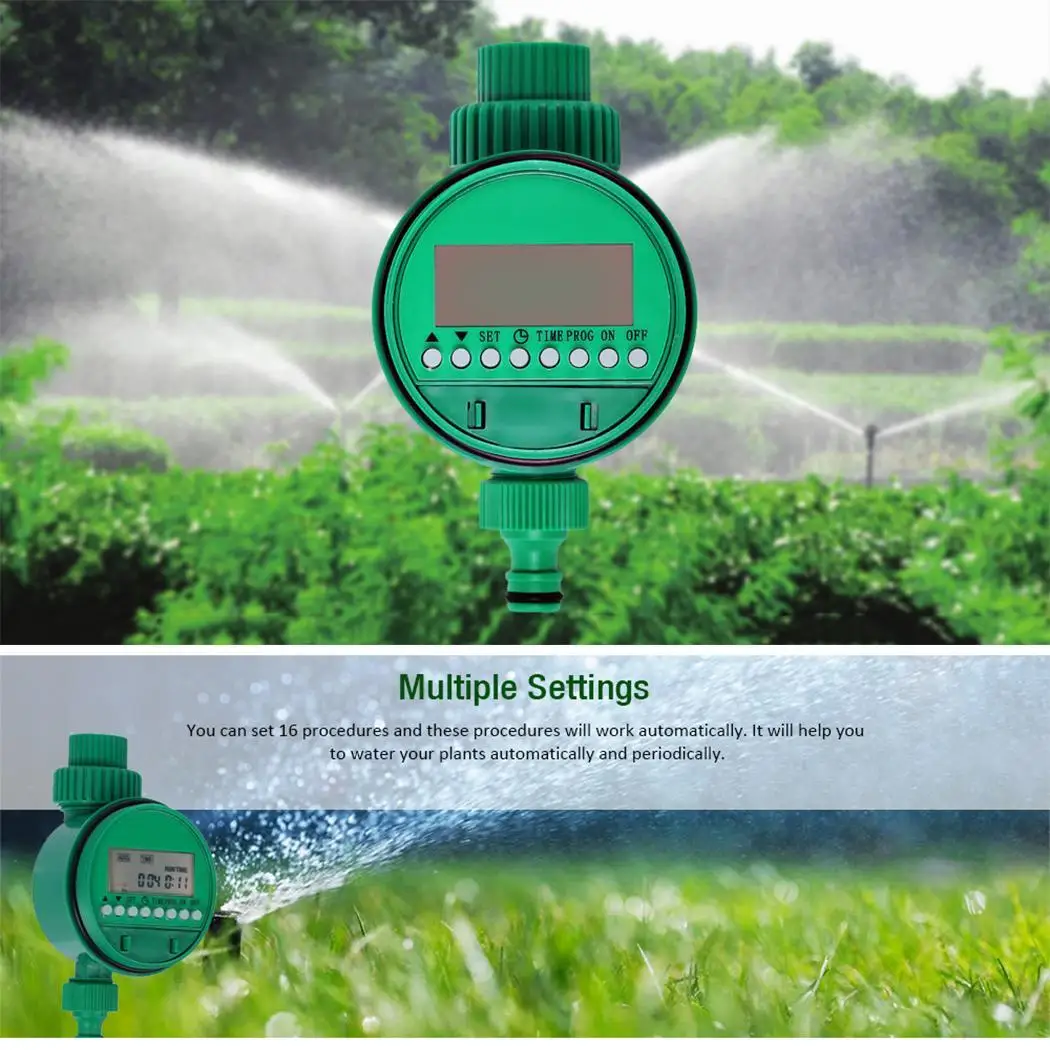 Прочный ЖК-дисплей автоматический таймер полива электронный 2 батарейки ААА (не