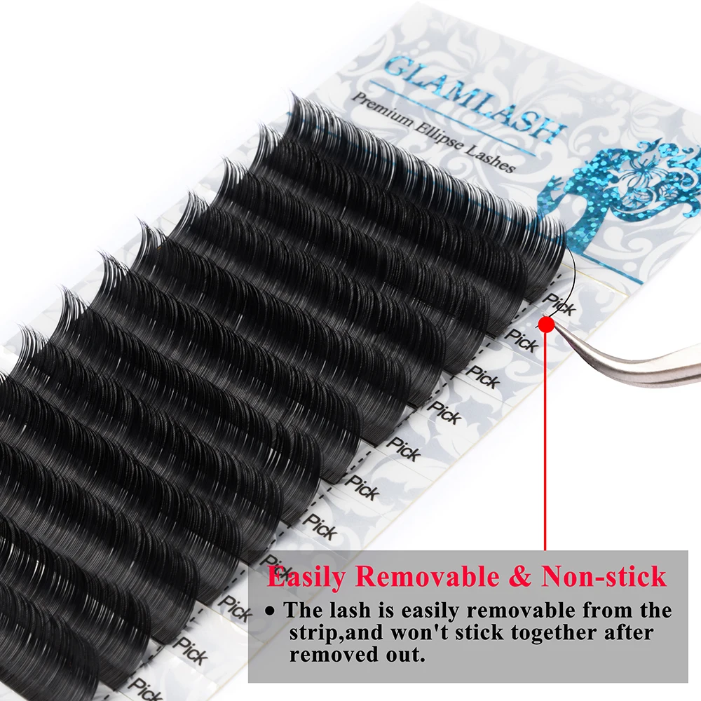 GLAMLASH оптовая продажа 10 чехлов Роскошная Смешанная Длина эллипс плоские